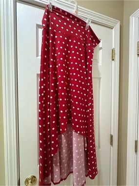 LuLaRoe Red and White Polka Dot Asymmetrical Skirt